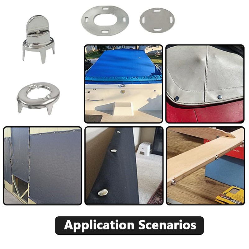 Marine Grade Turn Button Fastener Kits with Eyelet Bases Screws,