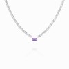 Yondo Om Plus Birthstone Silver Necklace, Small, Platinum Plated Silver,