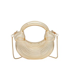 COOLOYA Women's Mini Crescent Acrylic Designer Luxury Bags Clutch Purse Bag Crossbody Shoulder Handbags With Chain, Gold Pleated, One Size