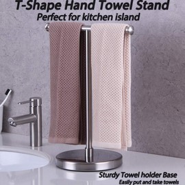 GERZWY Hand Towel Holder Stand Modern Free Standing Tree Rack for Countertop, SUS 304 Stainless Steel Brushed Finished DZY024-LS