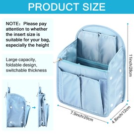 Sweetude 2 Pcs Mini Backpack Organizer Insert Small Shoulder Bag Divider for Rucksack Purse Lightweight Nylon(Light Blue)