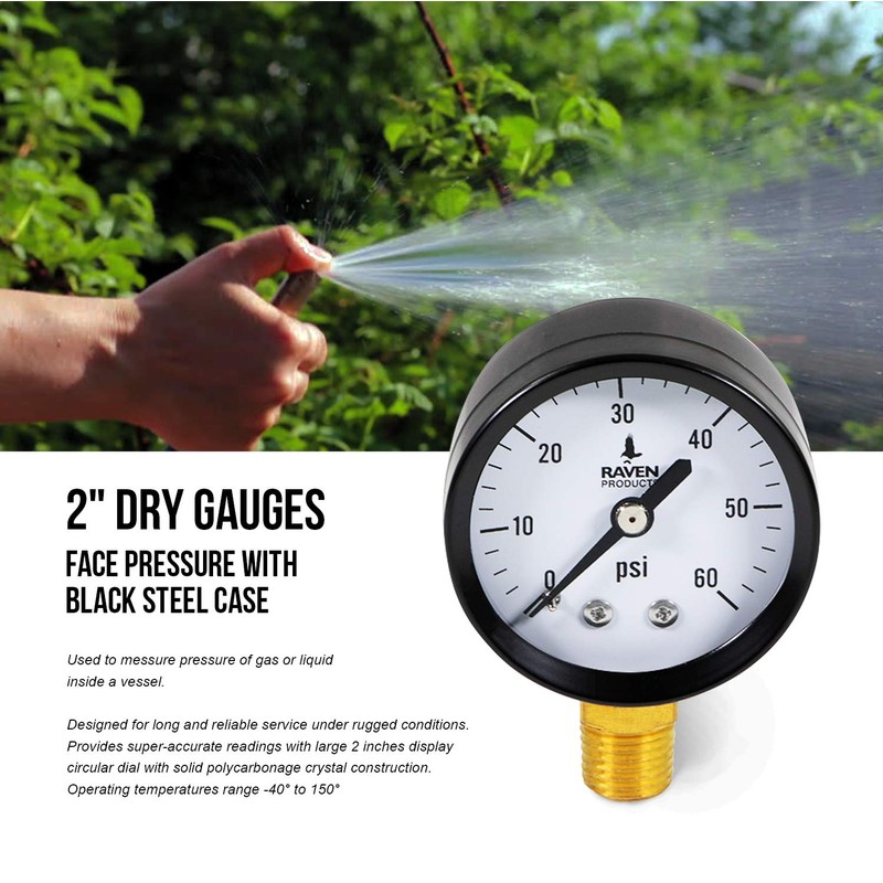 Raven PG260 R1522 2 inch Display Dry Gauges Steel Case,