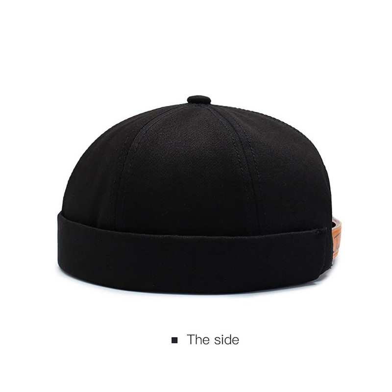 Brimless Skullcap No Visor Rolled Cuff Retro Docker Beanie Cap