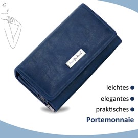 ekavale Women's Wallet with Many Card Slots - Faux Leather Wallet - Purse for Women - Wallet Women, navy, Classic