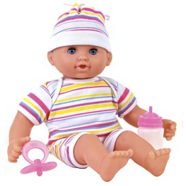 DOLLSWORLD from Peterkin | Little Sweetie Doll | 30cm deluxe soft bodied doll with 16 real baby sounds! Includes removable outfit, dummy and bottle | Dolls & Accessories | Ages 12m+