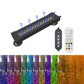 REIRQIE Submersible Aquarium Light for Fish Tank,24/7 Mode Full Spectrum LED Fish Tank Light with Air Bubble Hole RGB Color Changing Brightness Timer Adjustable,7.8inch 8W Fish Light