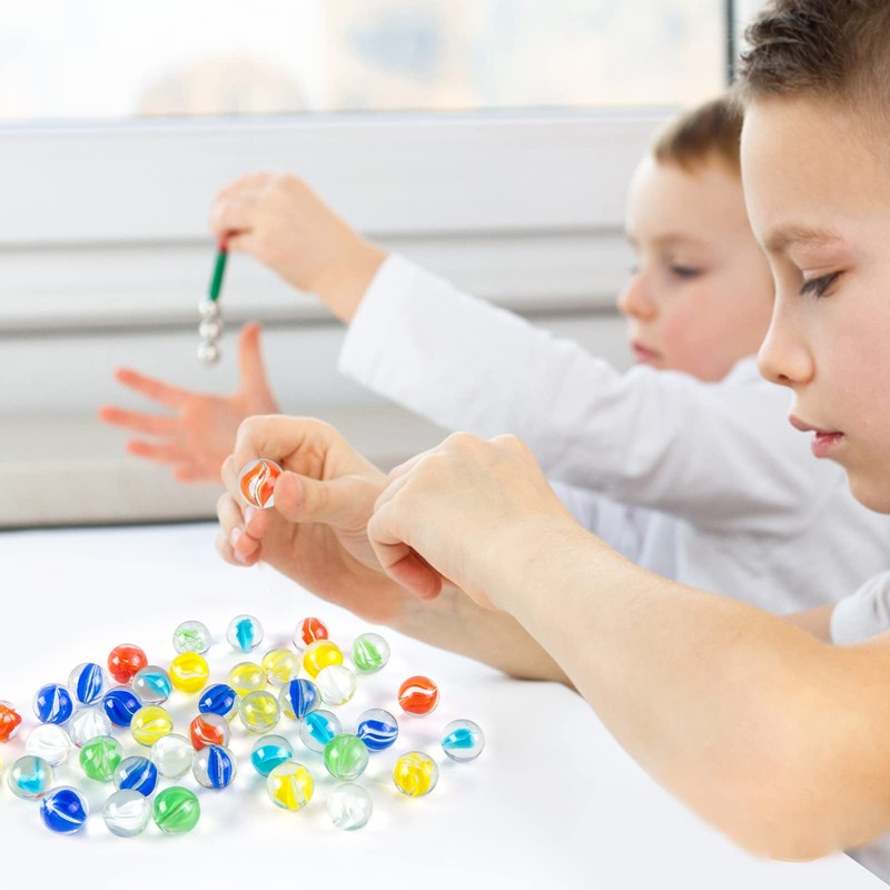 POPLAY Marbles for Kids, 115PCS Cat Eye Glass Marble, Mixed