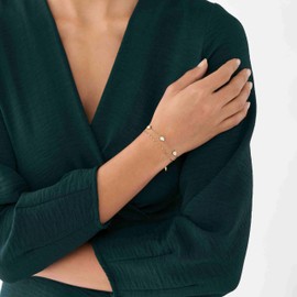 Fossil Women's Teardrop Mother of Pearl Chain Bracelet, Color: Gold (Model: JF04317710)