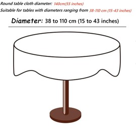 Nesrefyn Round Tablecloth 55 Inch (140cm) - Coffee Linen-Look Polyester Table Cover with Tassel Trim, Wrinkle Free & Wipeable for Dining, Kitchen, Parties