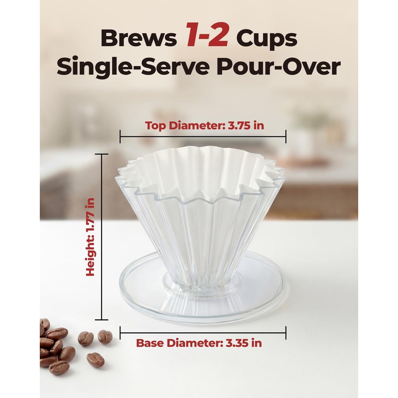 Brew Choice Pour Over Coffee Dripper with 40 Paper Filters,