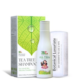 Tea Tree 100% Natural Anti Lice and Nits Shampoo 100ml Free Quality Transparent Lice Removal Comb With Tea Tree and Neem Extracts