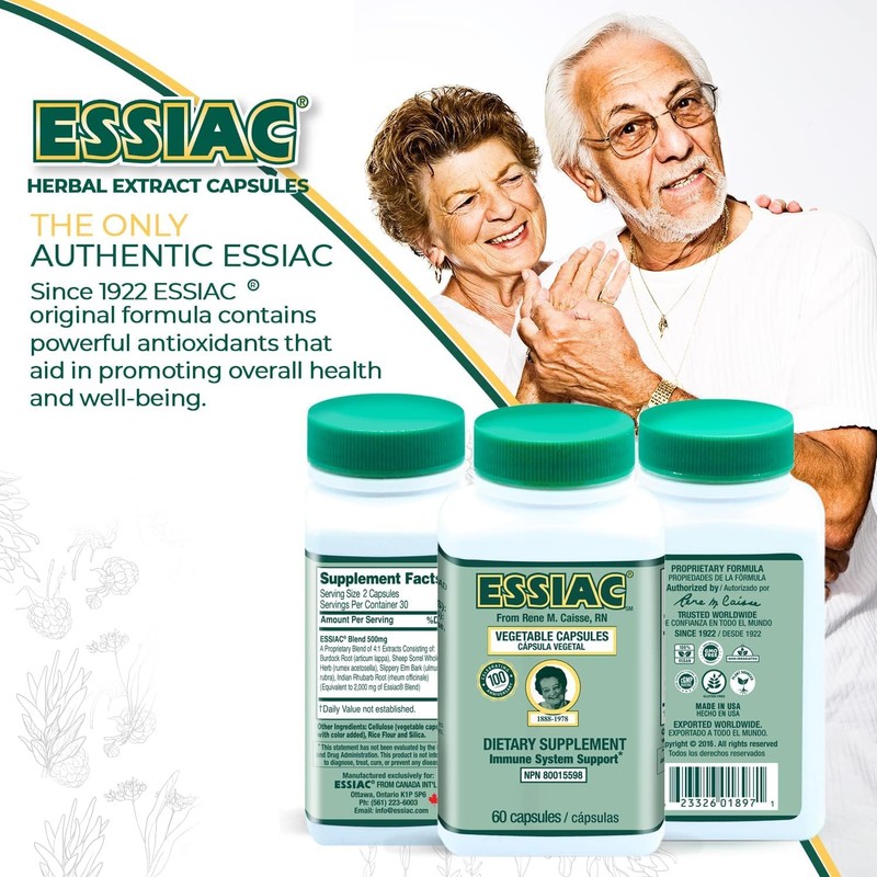 Essiac All-Natural Herbal Extract Capsules – 60 Capsules | Powerful