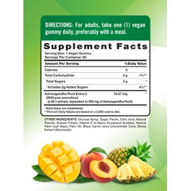 Nature's Truth Ashwagandha Gummies | 60 Count | Tropical Flavor | Vegan, Non-GMO, & Gluten Free Supplement