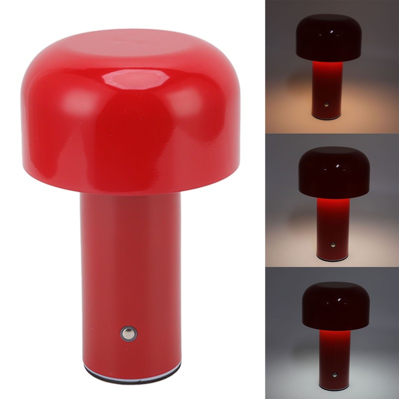 LED Desk Lamp Mushroom Design USB Charging 3 Color Temperature