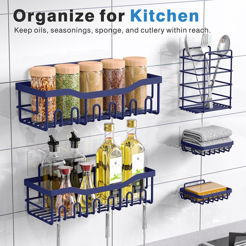 EUDELE EUDELE 5-Pack Rustproof Stainless Steel Shower Caddy C No