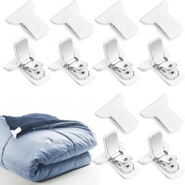 12pcs Padded Comforter Clips, White Padded Duvet Clips Quilt Fixing Clips Blanket Fasteners Clamps to Secure Bedding for Preventing Comforter from Shifting Inside