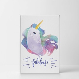 Smile Art Design Fabulous Watercolor Paint Unicorn Unicorn Gift CANVAS PRINT Kids Room Decor Wall Art Baby Room Decor Nursery Decor Ready to Hang Made in the USA- 12x8