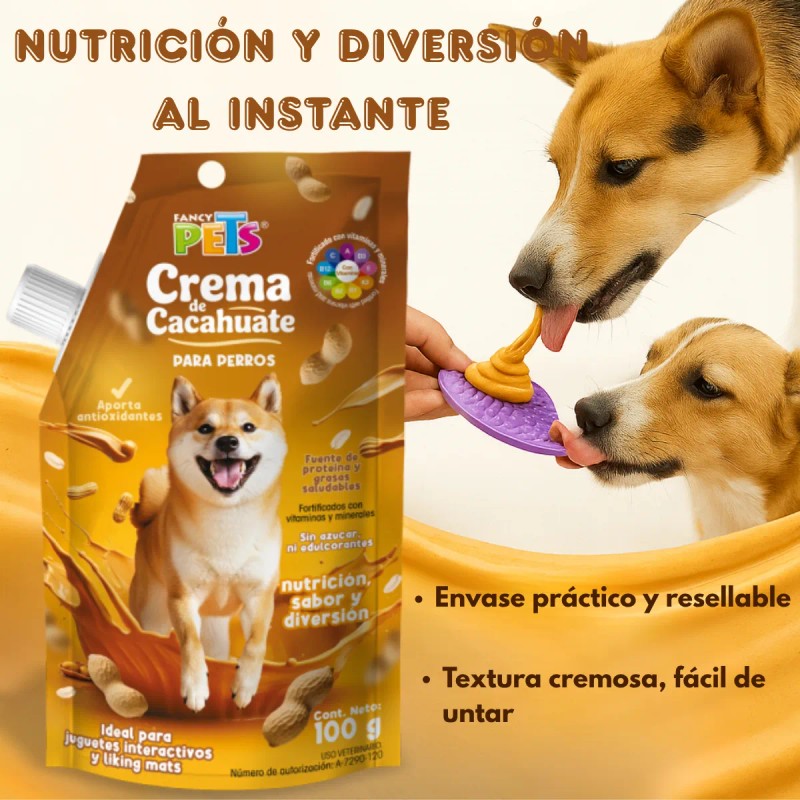 Crema De Cacahuate Para Perros Snack Saludable Con Omega 3-6