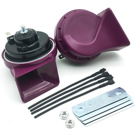 NEOGET Horns Car Horn 12V Super Loud Waterproof Electric Horn High Low Daul Tone Fit for Any 12 Volt Vehicles Auto Replacement Universal Horn Kit (Purple)