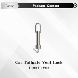 Aezic Car Tailgate Vent Lock, Stainless Steel Tailgate Stand Off for Dogs Pets, Trunk Air Ventilation Lock Hook for SUV Hatchback Minivan and Estate, Keeps Dog Cool and Safe, 6 Inch (1-Pack)