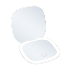Hemompito Makeup Mirror with Lights, Magnifying Mirror 5X, Compact Mirror with Uniform Dimmable LED Lights, Type-C Charging, ABS Drop-Resistant Case, Portable for Parties, Dates, Travel
