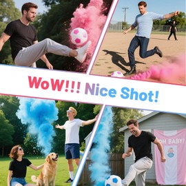 Gender Reveal Soccer Ball with Powder, 2 Big Bags of Blue Pink Powder and Sticker Wipes for Boy or Girl Baby Gender Reveal Ideas
