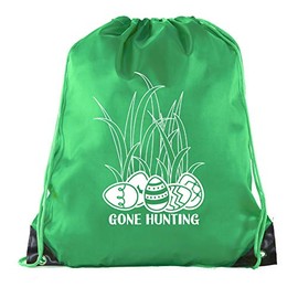 Mato & Hash Easter Basket Bags, Bulk Drawstring Backpacks, Party Favor Goody Bags for Easter - Forest Green CA2500Easter S4