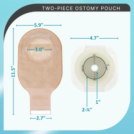 21pcs Two-Piece Drainable Ostomy Pouch with Cut-to-Fit Flange for Colostomy Stoma Care, Including 15pcs Ostomy Bags & 6pcs Skin Barriers