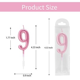 Mijradge 10 Pcs Pink Number Birthday Candles for Party Celebration
