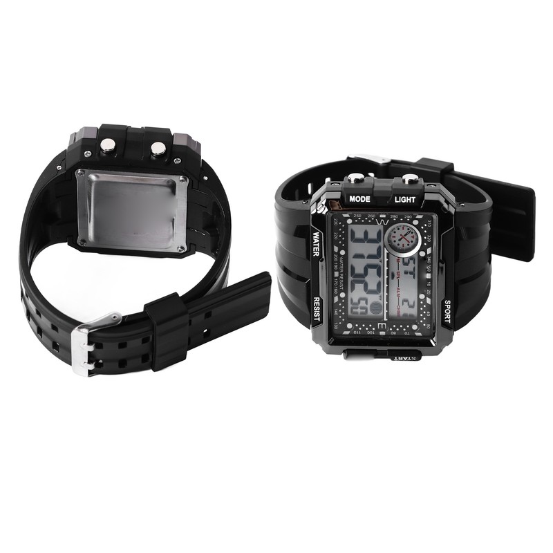 Men Rectangle Digital Sports Watch Night Light Rectangle Display Waterproof