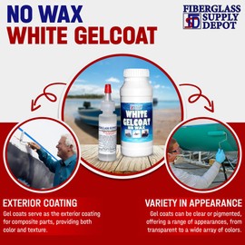 Fiberglass Supply Depot White Gelcoat - NO Wax - Quart with 15cc Hardener (MEKP)