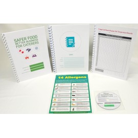 Safer Food Better Business NEW Version 2025 for Caterers - Includes 13 Month Diary, 13 Month Fridge/Cold Room/Display Chill Temperature Records, 14 Food Allergens Laminated Sign & CD