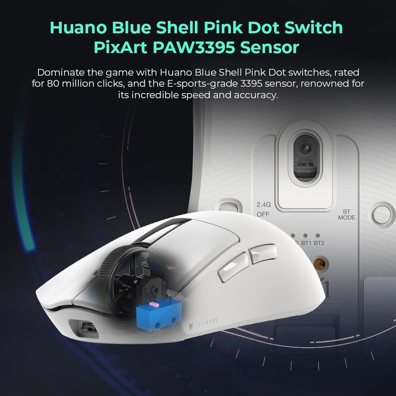TECWARE EX1 Lightweight Gaming Mouse | 26K DPI Wireless Mouse