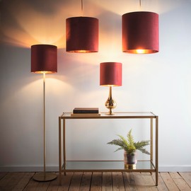 K LIVING Velvet Drum Lampshade for Modern Table Lamps and Ceiling Pendant Fixtures | 14" Wine Colour Versatile Adjustable Floor Lamp Shade | Elegant Lighting for Home and Office