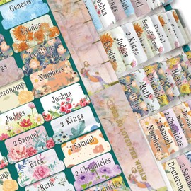 Bible Tabs,75 Tabs, Floral Theme Tabs for Women and Men Study Bible Index Tabs, Bible Journaling Supplies, Bible Book Tabs, Bible Labels Tabs, Quick Reference, Easy Navigation