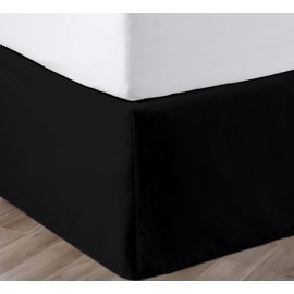 SGI bedding 9 Inch Drop Bed Skirt California King Size with Platform to Stay in Place Elegant Pleated Design with Split Corners Wrinkle Resistant Fabric for Modern and Stylish Look -Black