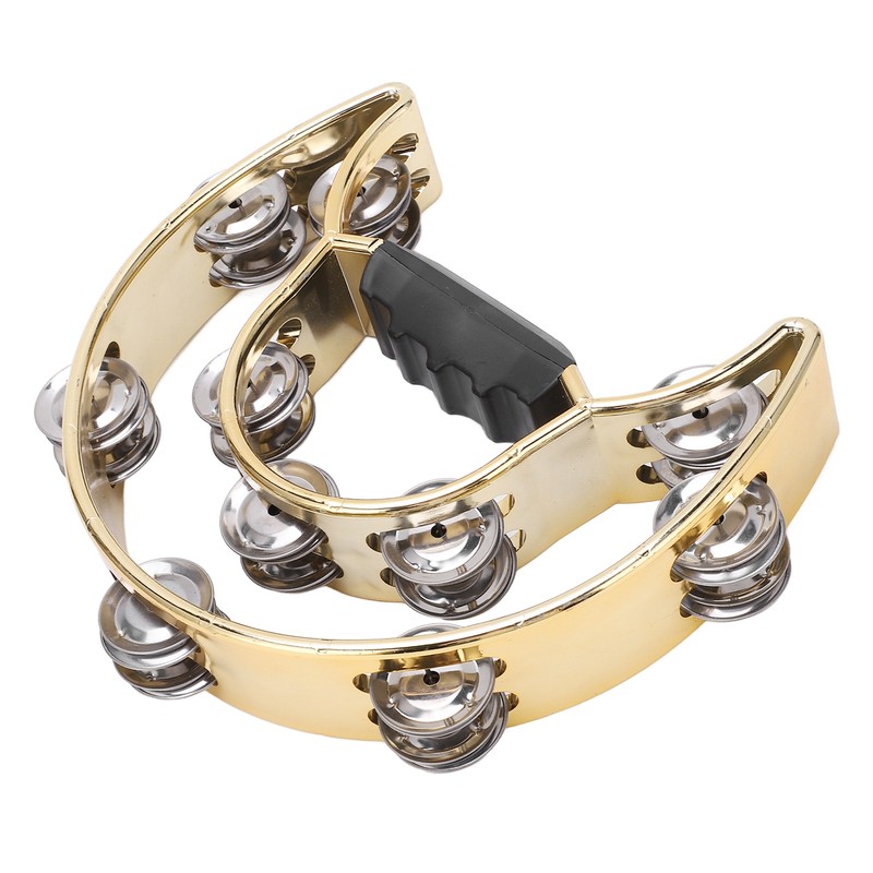 Double Row Hand Tambourine Metal Tambourine with Plating Bells Percussion