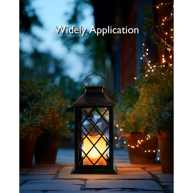 Homemory Solar Lanterns Outdoor Waterproof Hanging with Flickering Flameless Candles,
