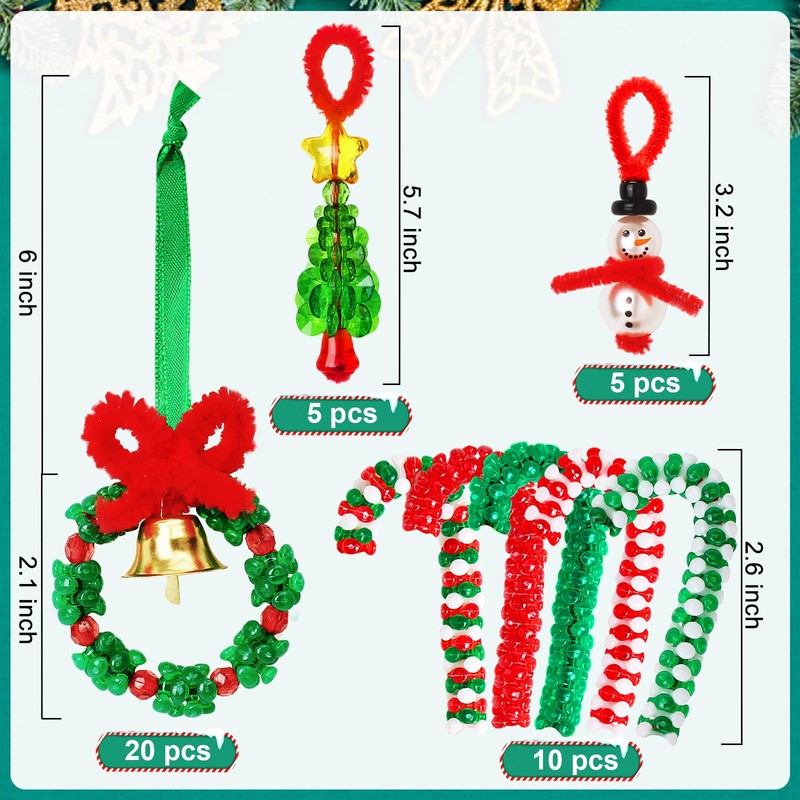 AWHETIE Christmas Crafts for Adults,40 Sets Beaded Ornament Kit,Including 20