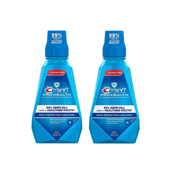 Crest Pro Health Multi Protection Clean Mint Mouthwash, 16.9 Ounces (Pack of 2)