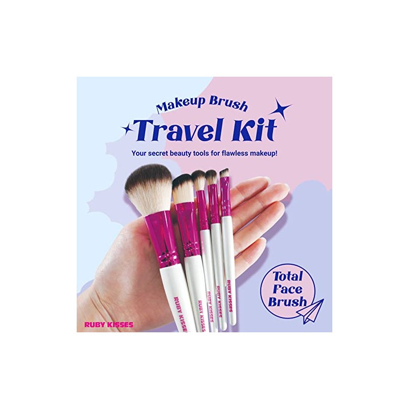 Ruby Kisses Juego Brochas Maquillaje Tamaño Viaje Polvo Base Mezcla