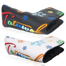 Snow Flower Golf Headcover Putter Cover Pin Mallet Fit Scotty Cameron Odyssey Magnetic Closure Embroidery White Black (Black for Pin Type)