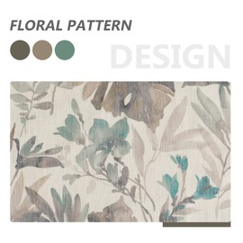 MYSKY HOME Linen Style Curtains 95 Inch Length Semi Sheer Light Filtering Curtains for Living Room/Bedroom Floral Printing Window Treatment Grommet 2 Panels,Brown and Natural