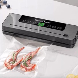 Vacuum Sealer Machine, 60kPa Powerful Food Sealer with 5 Modes, Built-in Cutter & 10Pcs Sealer Bags, LED Screen, 30cm Max Sealing Length, Compact One-Touch Automatic Food Sealer for Food Stoarge