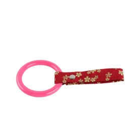 Unbranded Car Accessory JDM Round TSURIKAWA Pink Ring Handle Strap Nylon Red Flowers x1