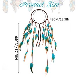 CAKURE Boho Feather Headband Gypsy Headpiece Peacock Hair Bands Bohemian Hippie Headbands Adjustable Headwear Long Feather Hair Accessories for Women and Girls (Type C)