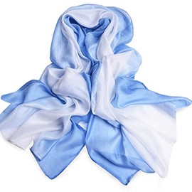 SNUG STAR Cotton Silk Scarf Elegant Soft Wraps Color Shade Scarves for Women (Gradient - Light sky blue)
