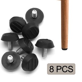 Jiozermi 8 Pcs Black Furniture Levelers M8 x 11mm, Modern Style, Adjustable Feet for Chairs, Tables, Desks, Cabinets, Patio Furniture