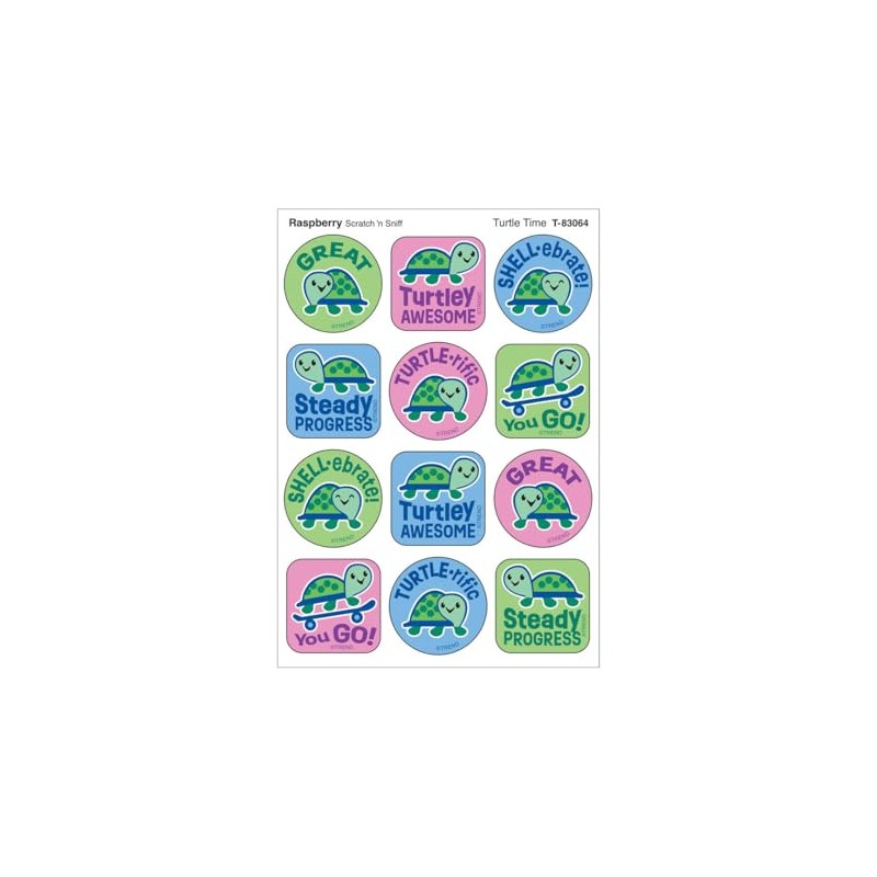 Turtle Time, Raspberry Scent Scratch 'n Sniff Stinky Stickers, 48