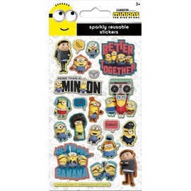 Paper Projects 01.70.06.161 Minions: The Rise of Gru Sparkly Sticker | Offizielles Lizenzprodukt | Wiederverwendbar auf nicht-porösen Oberflächen, Weiß, 19,5 cm x 9,5 cm